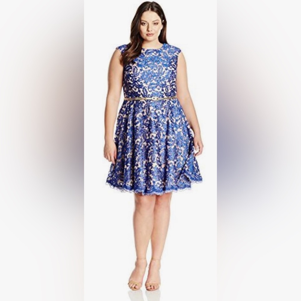 Eliza J blue lace dress. Belt not included